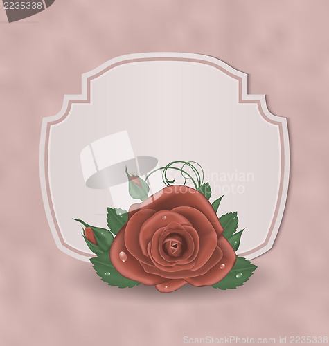 Image of Retro cute card with red rose