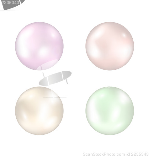 Image of Set of colorful pearls isolated on white background