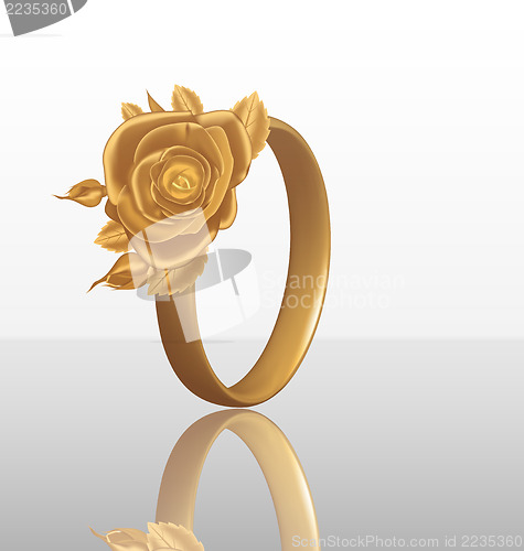 Image of Jewelry ring with golden rose