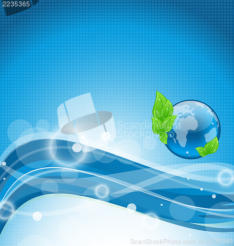 Image of Abstract wavy background with environment symbol