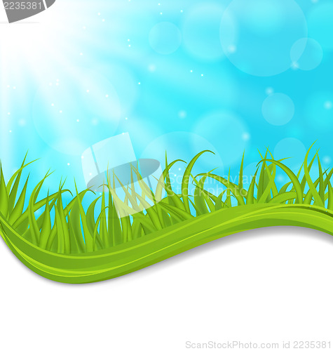 Image of Spring natural card with green grass