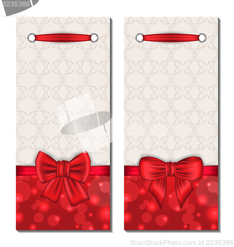 Image of Set of cute cards with gift bows