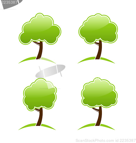 Image of Abstract green various icons trees
