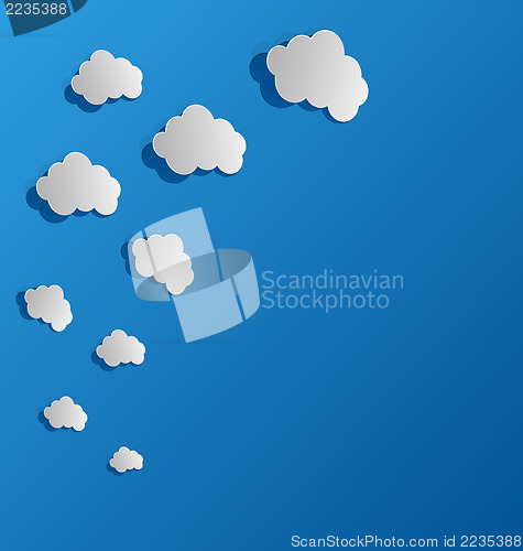 Image of Set cut out paper clouds, speech bubbles 