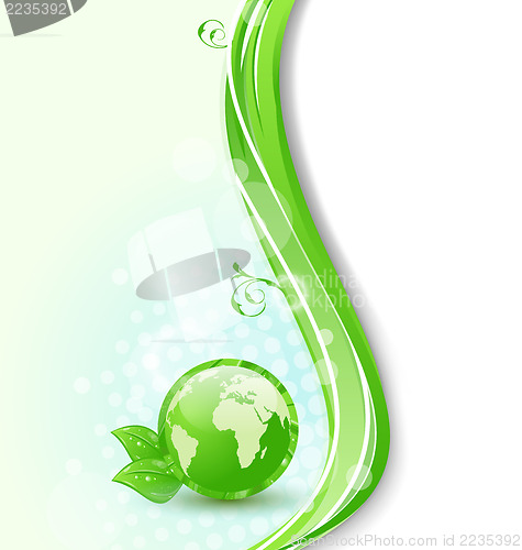 Image of Background with global planet and eco green leaves
