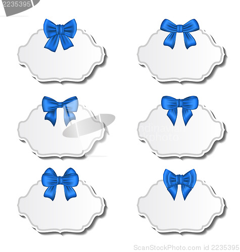 Image of Collection beautiful labels with blue gift bows