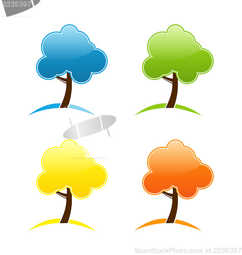 Image of Four seasonal icons with tree