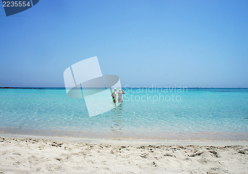 Image of Beautiful turquoise sea and white sand