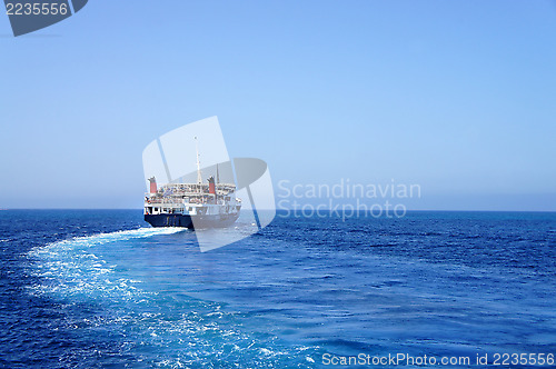 Image of Beautiful turquoise sea and boat