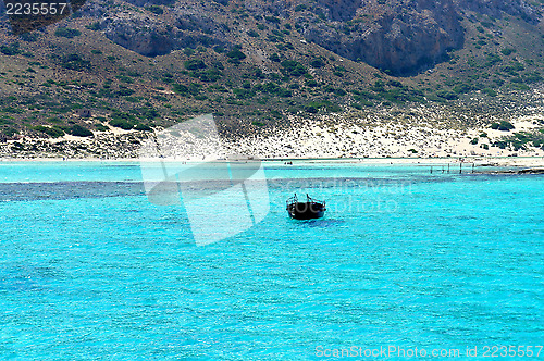 Image of Beautiful turquoise sea and boat