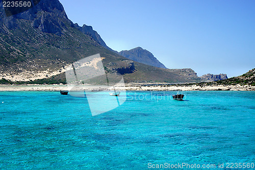 Image of Beautiful turquoise sea and boat