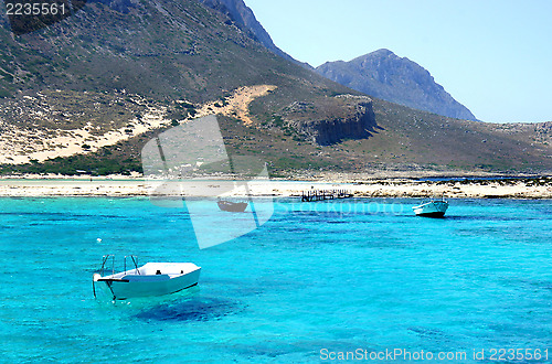 Image of Beautiful turquoise sea and boat