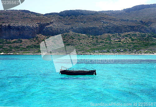 Image of Beautiful turquoise sea and boat