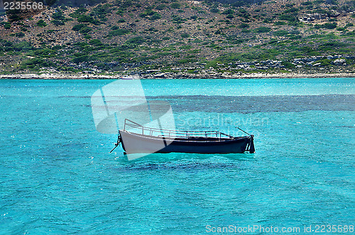 Image of Beautiful turquoise sea and boat