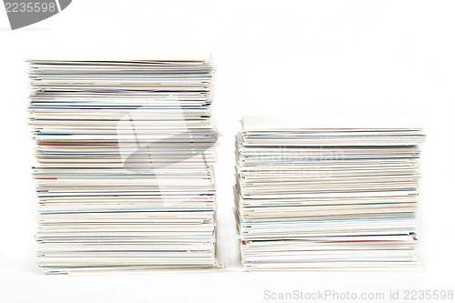 Image of stack of business cards on the table isolated on white 