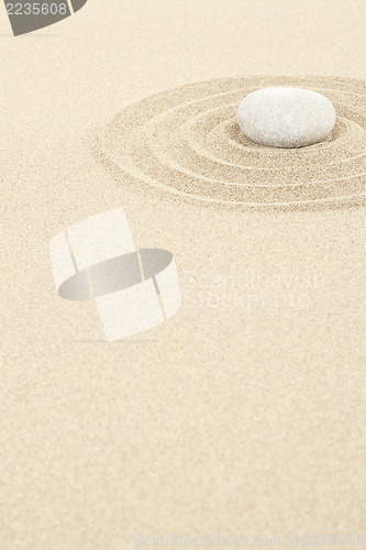 Image of zen stone in sand with circles