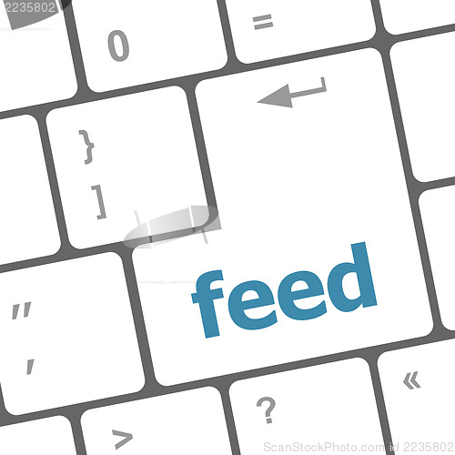 Image of feed word on computer pc keyboard key