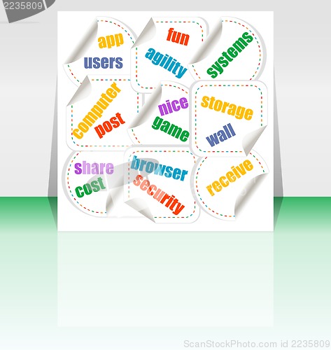 Image of business word cloud on flyer or cover, 3d