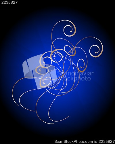 Image of blue background with gold ribbon and old vintage grunge background texture