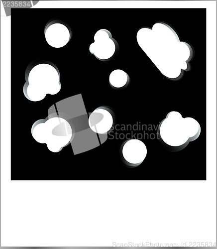 Image of instant photo with abstract cloud isolated on white background