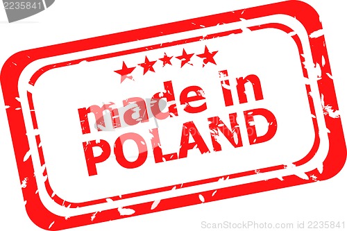 Image of Red rubber stamp of made in poland