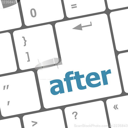 Image of after word on computer pc keyboard key