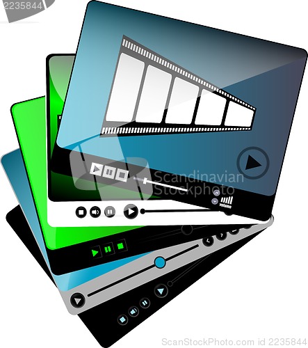 Image of video movie media player interface set isolated