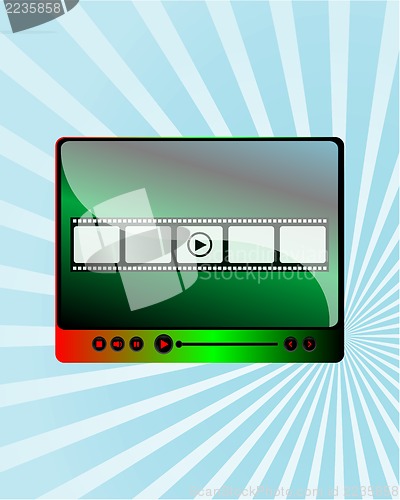 Image of Video Movie Media Player on abstract blue ray background