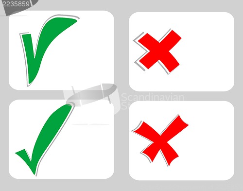 Image of Check mark stickers set on blank white card