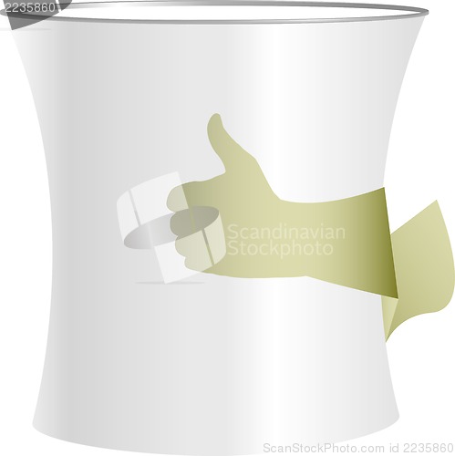 Image of Coffee cup symbol in human hand. Coffee like concept