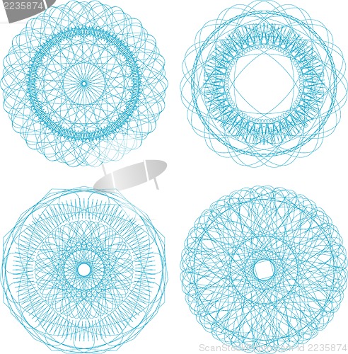 Image of abstract blue with circle pattern, mandala set