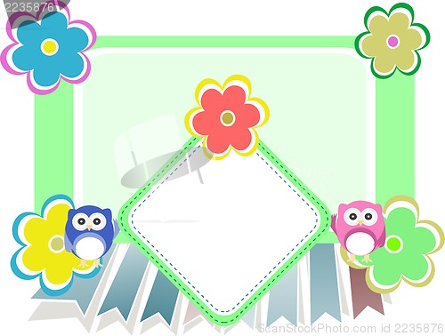 Image of Background with owl, flowers and birds
