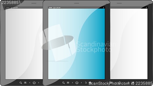 Image of Group of tablet pc on white isolated background