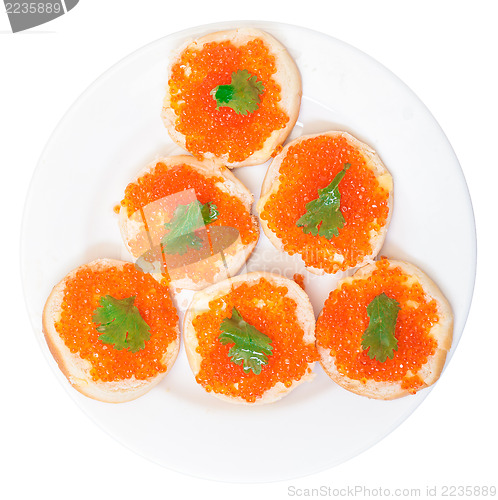 Image of Sandwiches with red salted caviar
