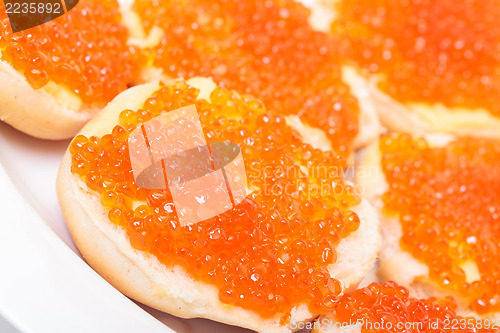 Image of Sandwiches with red salted caviar