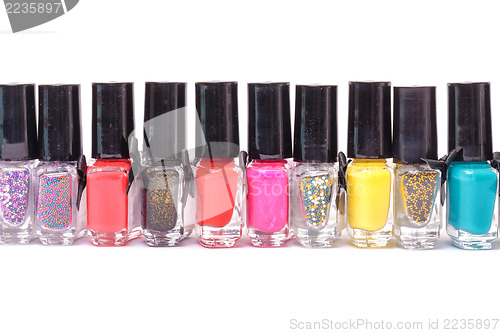 Image of Group of bright nail polishes