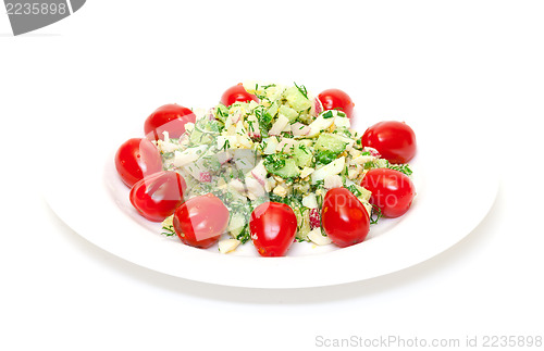Image of Salad with potatoes, eggs, cherry tomatoes