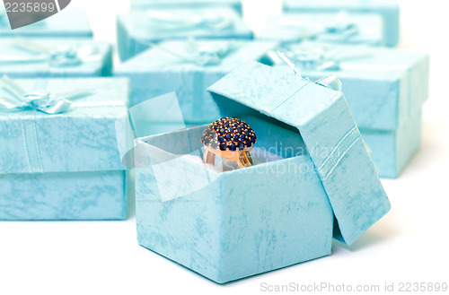 Image of Cyan gift boxes with ring