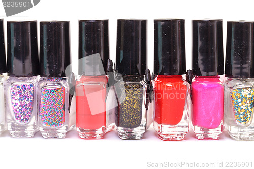 Image of Group of bright nail polishes