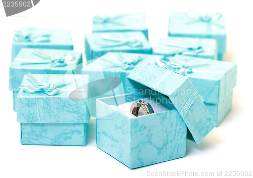 Image of Cyan gift boxes with ring