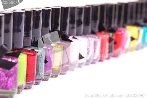 Image of Group of bright nail polishes