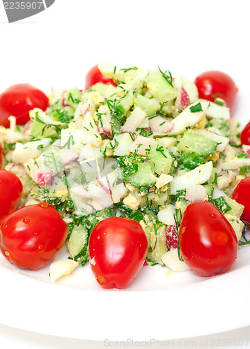Image of Salad with potatoes, eggs, cherry tomatoes