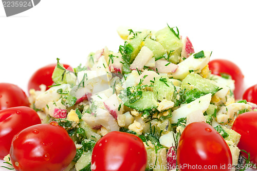 Image of Salad with potatoes, eggs, cherry tomatoes