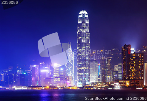 Image of Victoria Harbor of Hong Kong at night