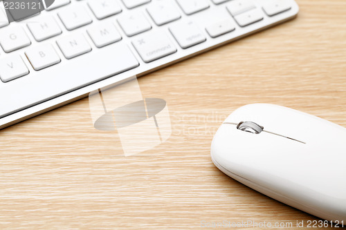 Image of working desk with keyboard and mouse 