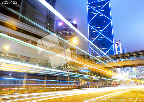 Image of City traffic at night in Hong Kong 