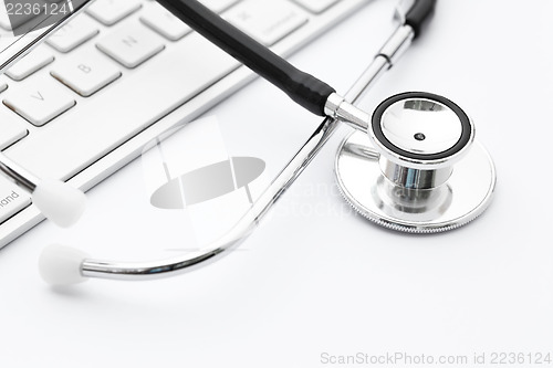 Image of Stethoscope on the keyboard 