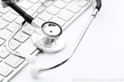 Image of Stethoscope on the keyboard 