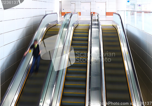 Image of Blurred person on escalator
