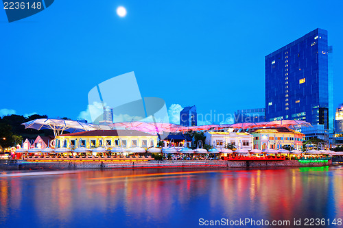 Image of Singapore city and river by night